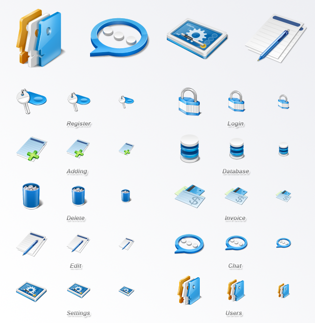 Contains 10 high quality application icons in PNG format