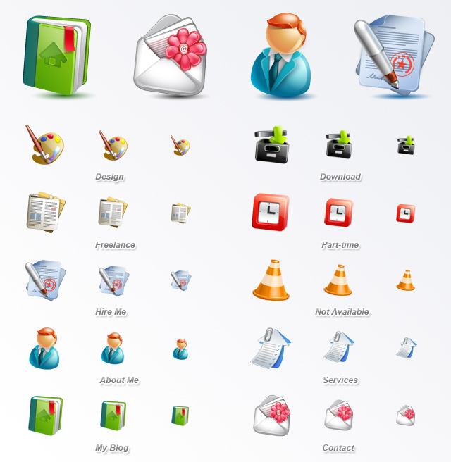 Contains 10 high quality blogging icons in PNG format