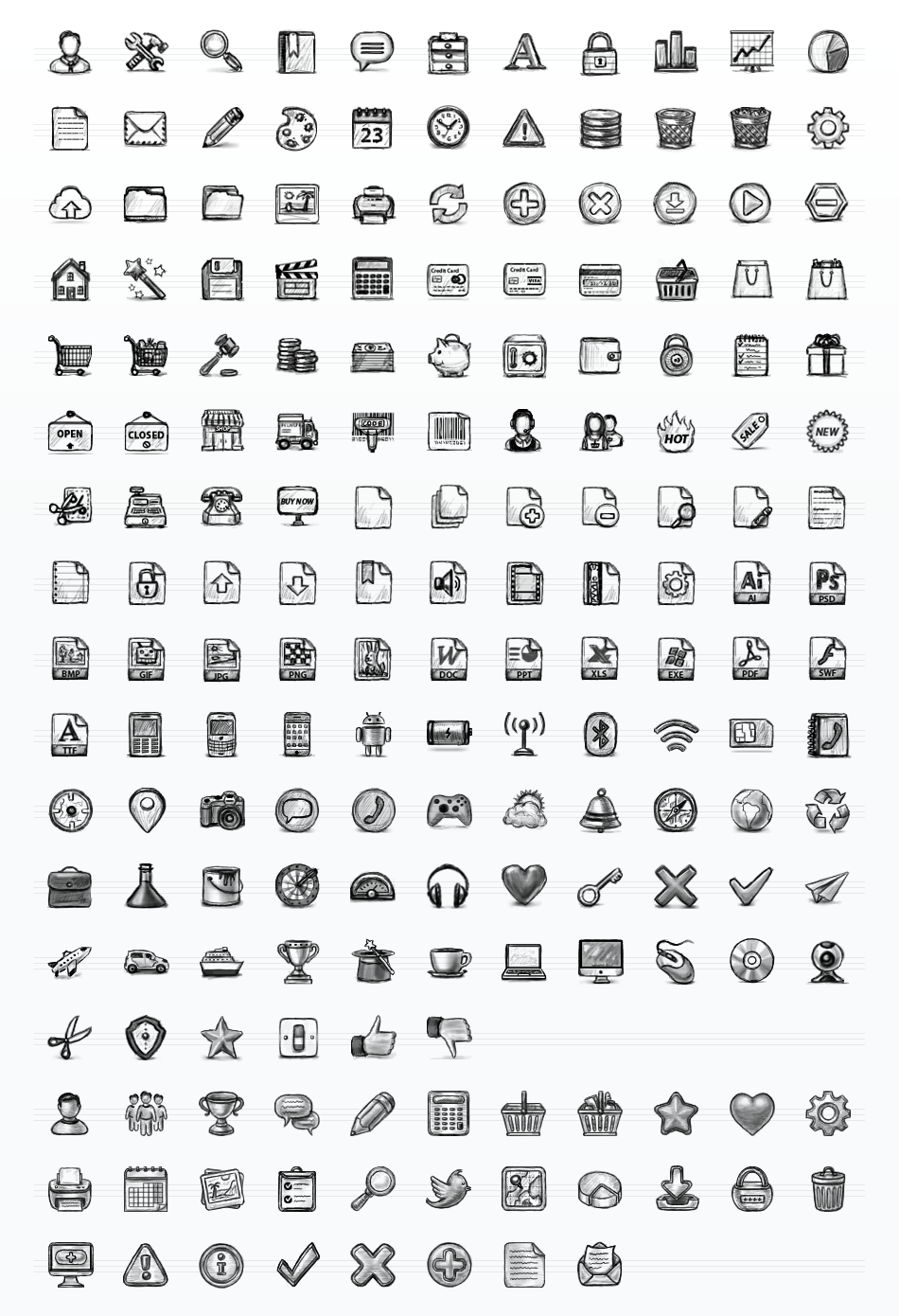 Hand Drawn Sketch Icon Set