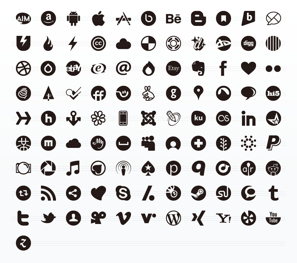 Social Media Glyphs Icon Set