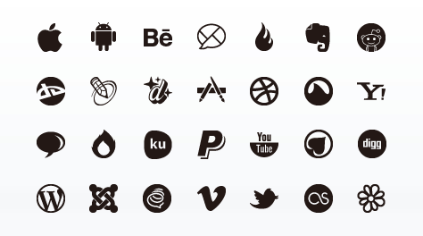 Social Media Glyphs Icon Set